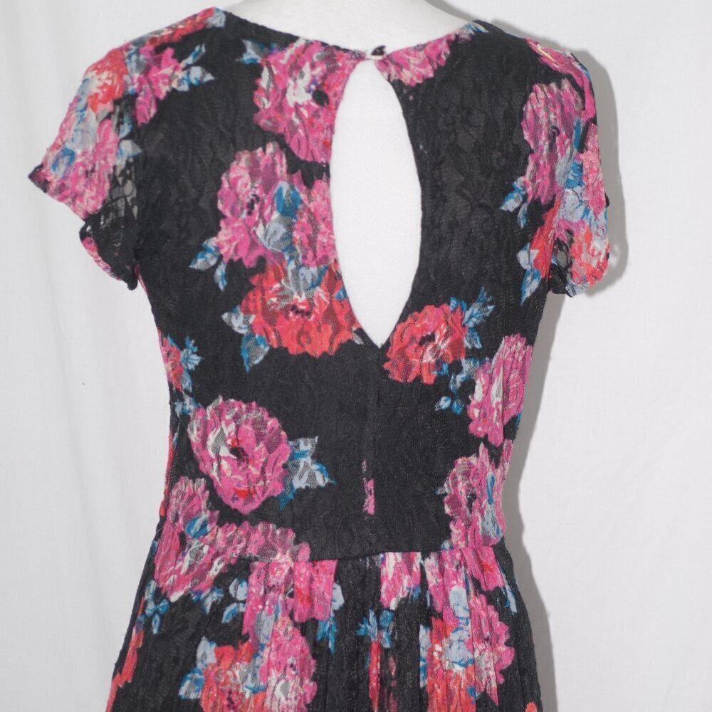 Cocktail Formal Dress EUC Womens Large Floral Black Lace Peekaboo Back - Picture 7 of 7